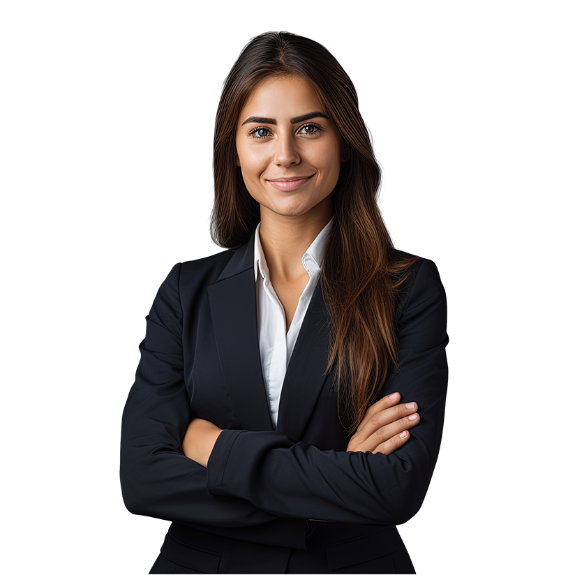 professional woman standing with her arms crossed